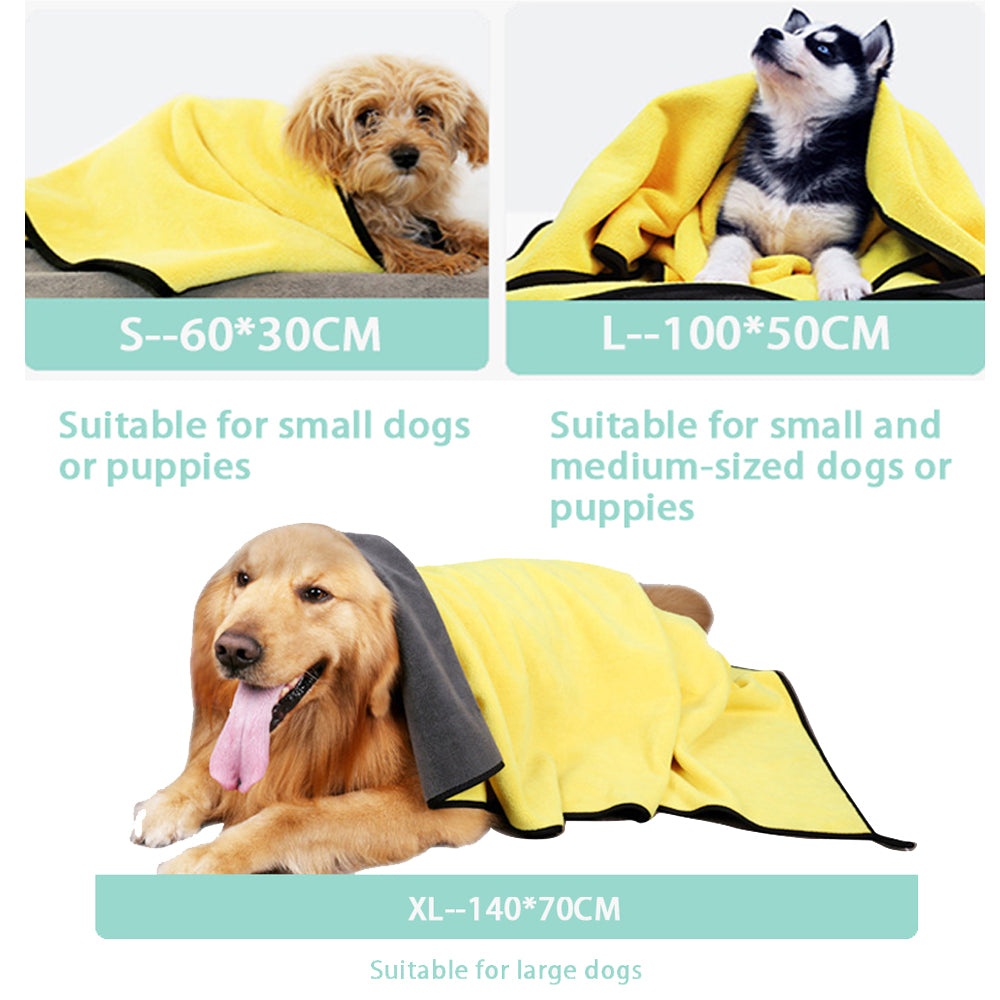 Dog Towels for Drying Dogs Drying Towel Dog Bath Towel, Quick-Drying Pet Dog and Cat Towels Soft Fiber Towels Robe Super Absorbent Quick Drying Soft Microfiber Pet Towel for Dogs, Cats Yellow