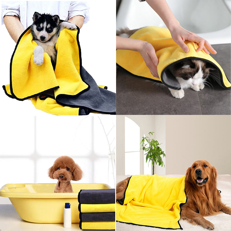 Dog Towels for Drying Dogs Drying Towel Dog Bath Towel, Quick-Drying Pet Dog and Cat Towels Soft Fiber Towels Robe Super Absorbent Quick Drying Soft Microfiber Pet Towel for Dogs, Cats Yellow